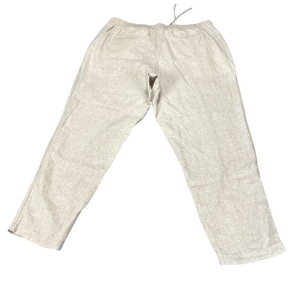 Old Navy Linen Pants Womens XL Beige Casual Flat Front Straight Leg Drawstring - Picture 2 of 16